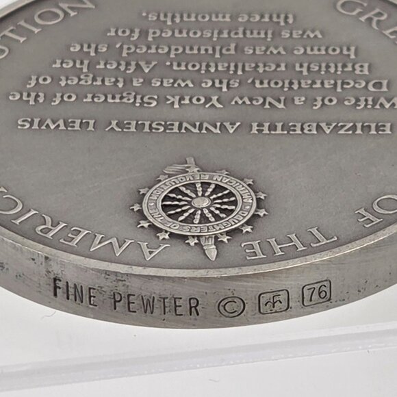 Elizabeth Annesley Lewis The Great Women American Revolution Bicentennial Medals - Picture 3 of 3